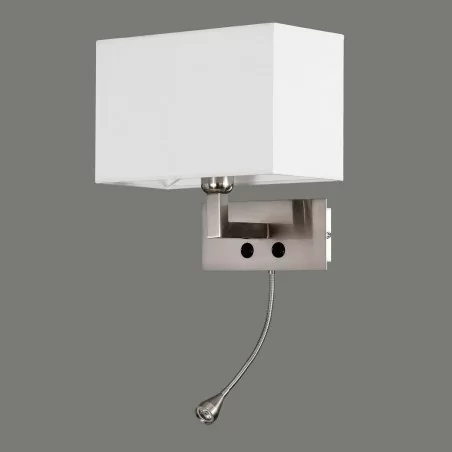 Acb 16/782 - Applique Benet E27 1x20W LED 1x3W - Nickel Sat./Blanc