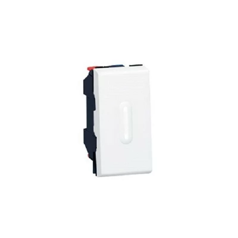 Legrand 077032 - Poussoir inverseur Prog Mosaic - 1 mod - à voyant à LED - 6 A - blanc