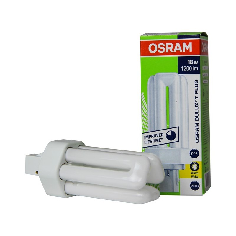 Osram 333489 Ampoule GX24d-2 Dulux T Plus 18W 830 1200lm 2-Pins Blanc Chaud - Photo 1/1