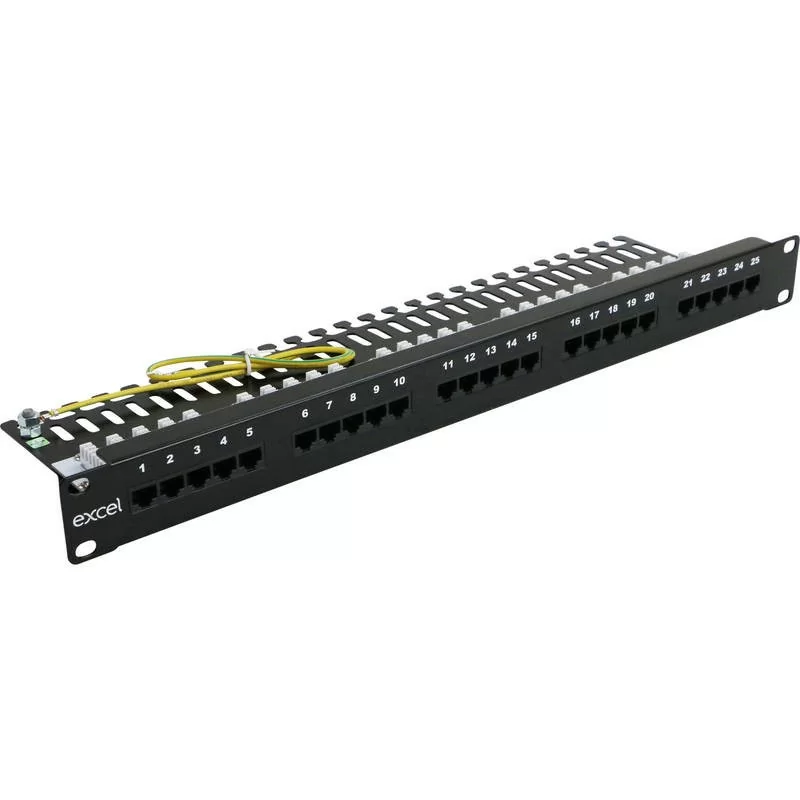 Excel 100-465 Panneau de brassage rj45 25 ports 3 paires 1U noir
